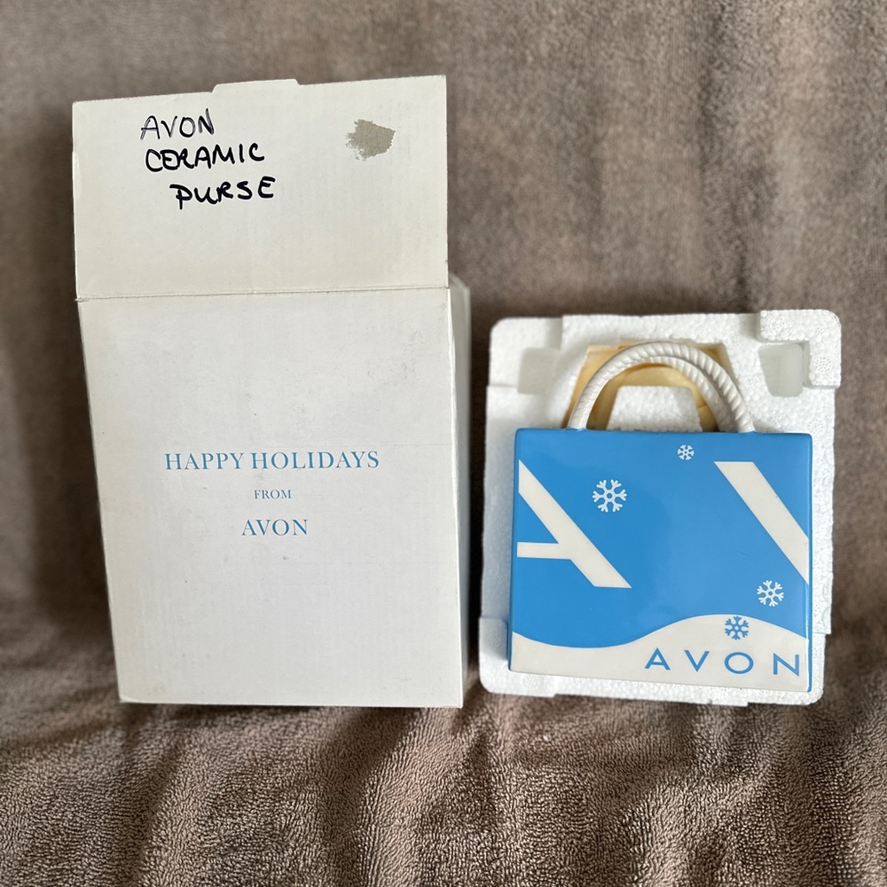 Avon Happy Holidays Shopping Bag - NIB - Ceramic Vase 2003 RepS 2003 Gift. - Picture 2 of 8
